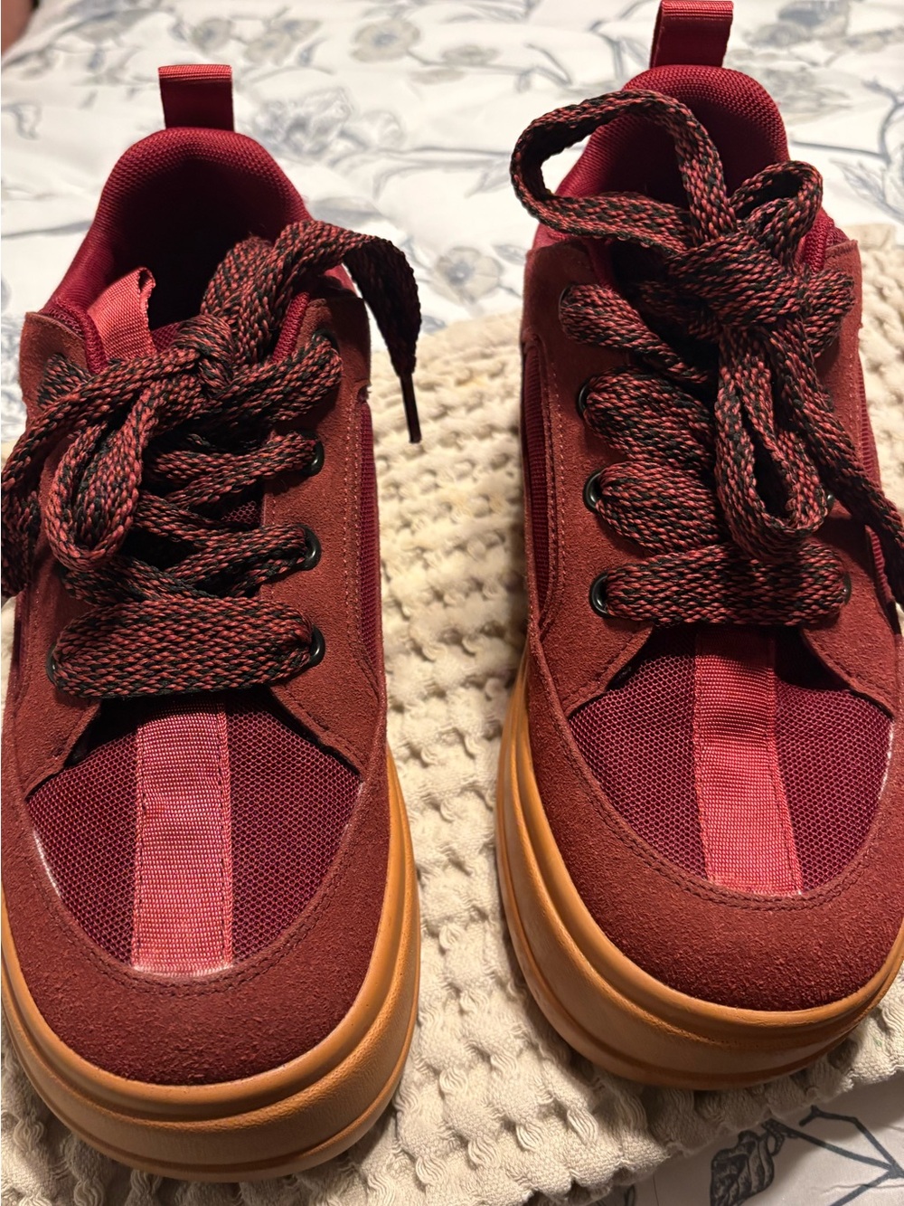 ASOS Burgundy Platform Sneakers with Tan Sole